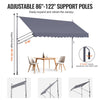 VEVOR 157 x 47" Patio Awning Retractable, Awning Sunshade Shelter with Manual Crank Handle, Outdoor Patio Canopy Sunsetter Deck, Adjustable Height from 86 to 122 in, for Patio/Balcony/Yard, Dark Gray