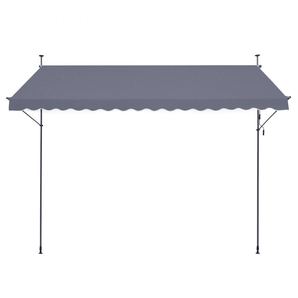 VEVOR 157 x 47" Patio Awning Retractable, Awning Sunshade Shelter with Manual Crank Handle, Outdoor Patio Canopy Sunsetter Deck, Adjustable Height from 86 to 122 in, for Patio/Balcony/Yard, Dark Gray