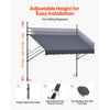 VEVOR Manual Retractable Awning, 118" Outdoor Retractable Patio Awning Sunshade Shelter, Height Adjustable Patio Door Window Canopy with Manual Crank Handle for Backyard, Garden, Balcony, Dark Gray