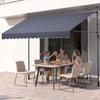 VEVOR Manual Retractable Awning, 118" Outdoor Retractable Patio Awning Sunshade Shelter, Height Adjustable Patio Door Window Canopy with Manual Crank Handle for Backyard, Garden, Balcony, Dark Gray