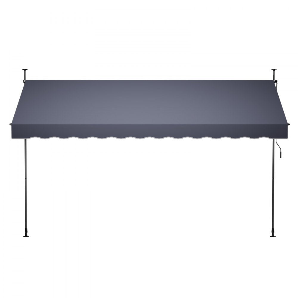 VEVOR Manual Retractable Awning, 157" Outdoor Retractable Patio Awning Sunshade Shelter, Height Adjustable Patio Door Window Canopy with Manual Crank Handle for Backyard, Garden, Balcony, Dark Gray