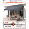 VEVOR Manual Retractable Awning, 138" Outdoor Retractable Patio Awning Sunshade Shelter, Height Adjustable Patio Door Window Canopy with Manual Crank Handle for Backyard, Garden, Balcony, Dark Gray