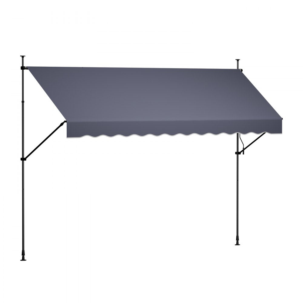 VEVOR Manual Retractable Awning, 138" Outdoor Retractable Patio Awning Sunshade Shelter, Height Adjustable Patio Door Window Canopy with Manual Crank Handle for Backyard, Garden, Balcony, Dark Gray
