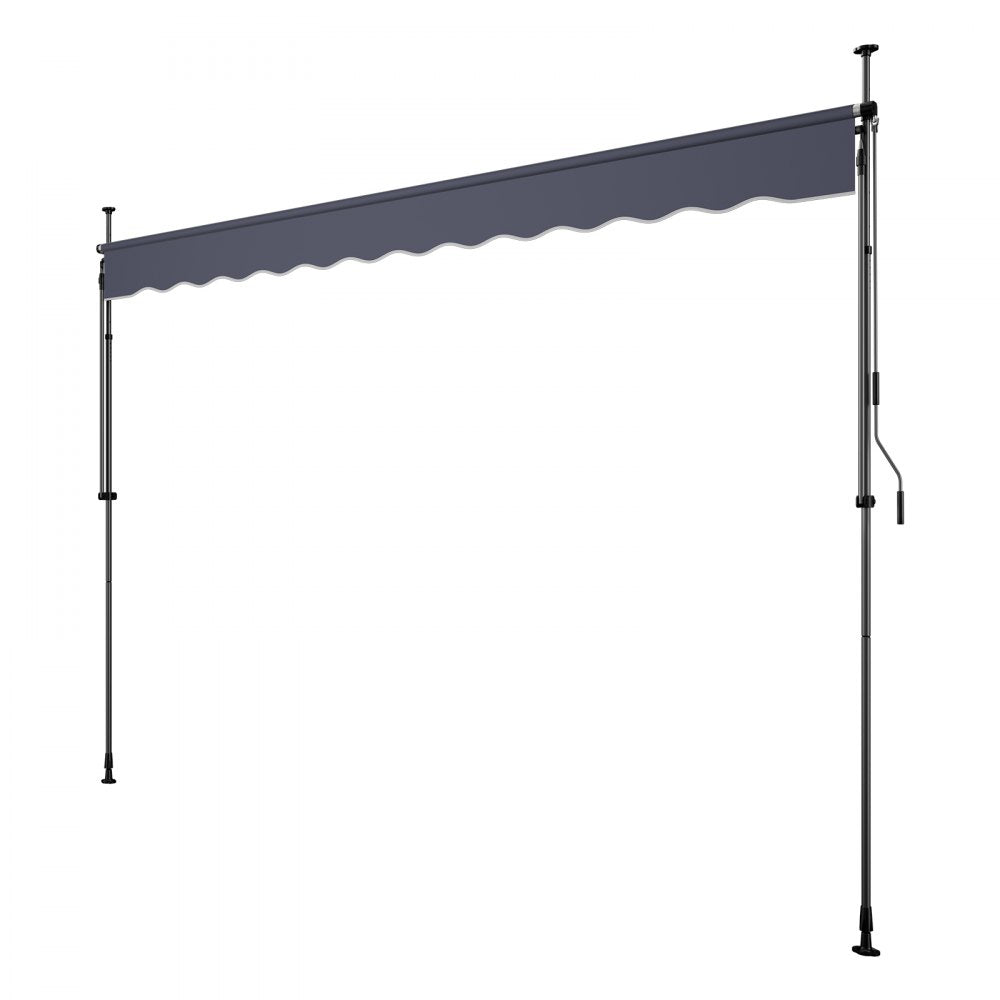VEVOR Manual Retractable Awning, 138" Outdoor Retractable Patio Awning Sunshade Shelter, Height Adjustable Patio Door Window Canopy with Manual Crank Handle for Backyard, Garden, Balcony, Dark Gray