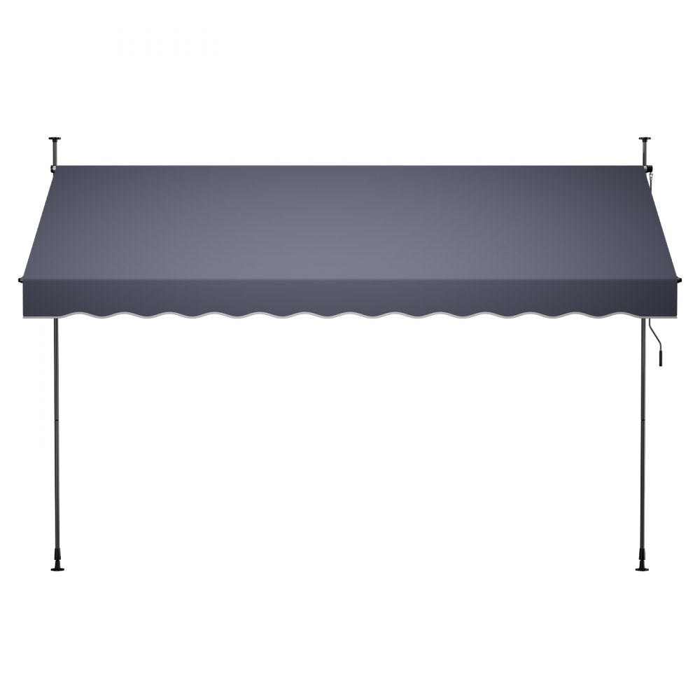 VEVOR Manual Retractable Awning, 138" Outdoor Retractable Patio Awning Sunshade Shelter, Height Adjustable Patio Door Window Canopy with Manual Crank Handle for Backyard, Garden, Balcony, Dark Gray