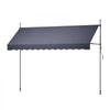 VEVOR Manual Retractable Awning, 138" Outdoor Retractable Patio Awning Sunshade Shelter, Height Adjustable Patio Door Window Canopy with Manual Crank Handle for Backyard, Garden, Balcony, Dark Gray