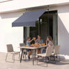 VEVOR Manual Retractable Awning, 59" Outdoor Retractable Patio Awning Sunshade Shelter, Height Adjustable Patio Door Window Canopy with Manual Crank Handle for Backyard, Garden, Balcony, Dark Gray