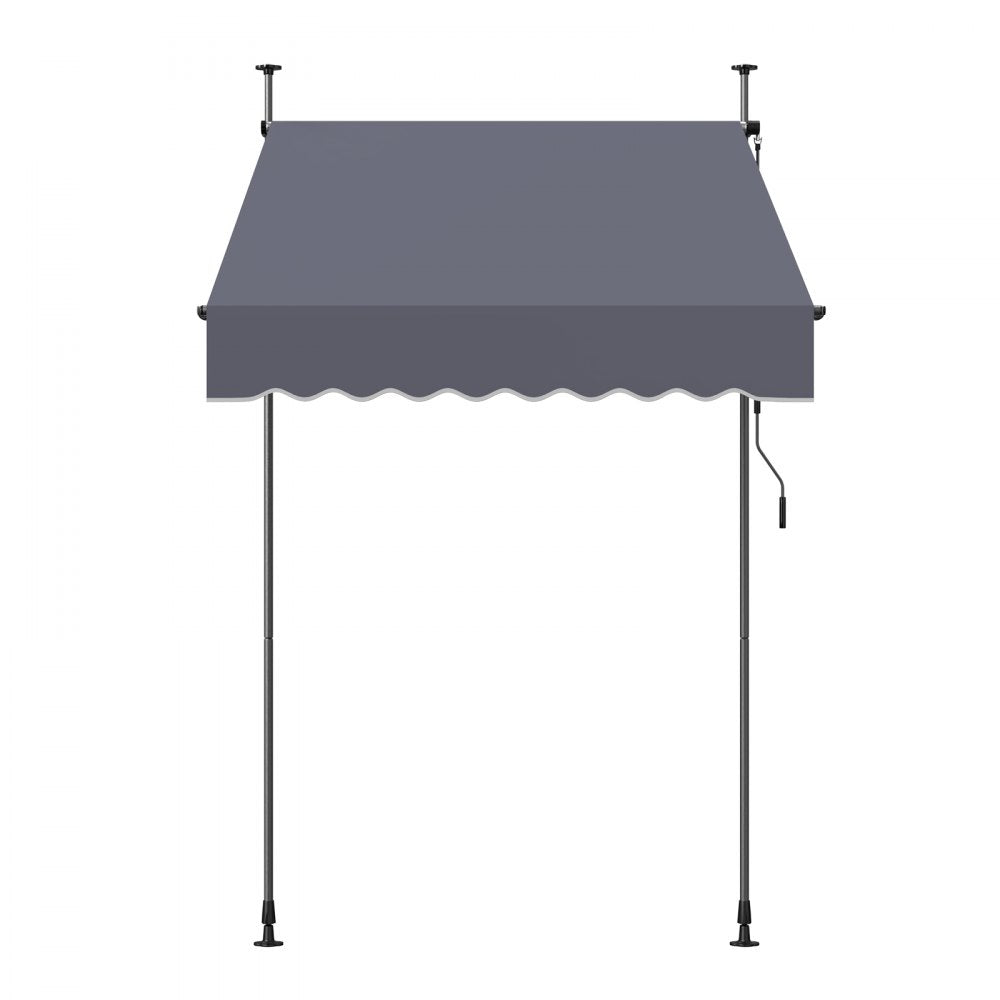 VEVOR Manual Retractable Awning, 59" Outdoor Retractable Patio Awning Sunshade Shelter, Height Adjustable Patio Door Window Canopy with Manual Crank Handle for Backyard, Garden, Balcony, Dark Gray