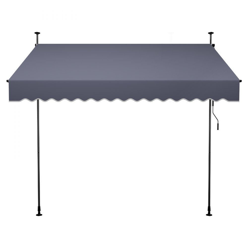 VEVOR Manual Retractable Awning, 98" Outdoor Retractable Patio Awning Sunshade Shelter, Height Adjustable Patio Door Window Canopy with Manual Crank Handle for Backyard, Garden, Balcony, Dark Gray