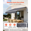 VEVOR Manual Retractable Awning, 9.8' x 8.2' Outdoor Patio Awning Retractable Sun Shade, Patio Door Window Water-Resistant Polyester Sunshade Shelter with Crank Handle for Deck, Balcony, Yard, Gray