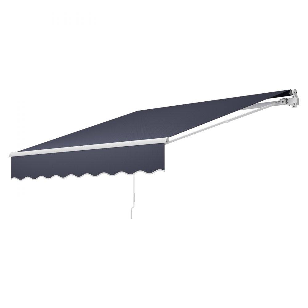 VEVOR Manual Retractable Awning, 9.8' x 8.2' Outdoor Patio Awning Retractable Sun Shade, Patio Door Window Water-Resistant Polyester Sunshade Shelter with Crank Handle for Deck, Balcony, Yard, Gray