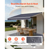 VEVOR Manual Retractable Awning, 11.5' x 9.8' Outdoor Patio Awning Retractable Sun Shade, Patio Door Window Water-Resistant Polyester Sunshade Shelter with Crank Handle for Deck, Balcony, Yard, Gray