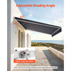 VEVOR Manual Retractable Awning, 11.5' x 9.8' Outdoor Patio Awning Retractable Sun Shade, Patio Door Window Water-Resistant Polyester Sunshade Shelter with Crank Handle for Deck, Balcony, Yard, Gray