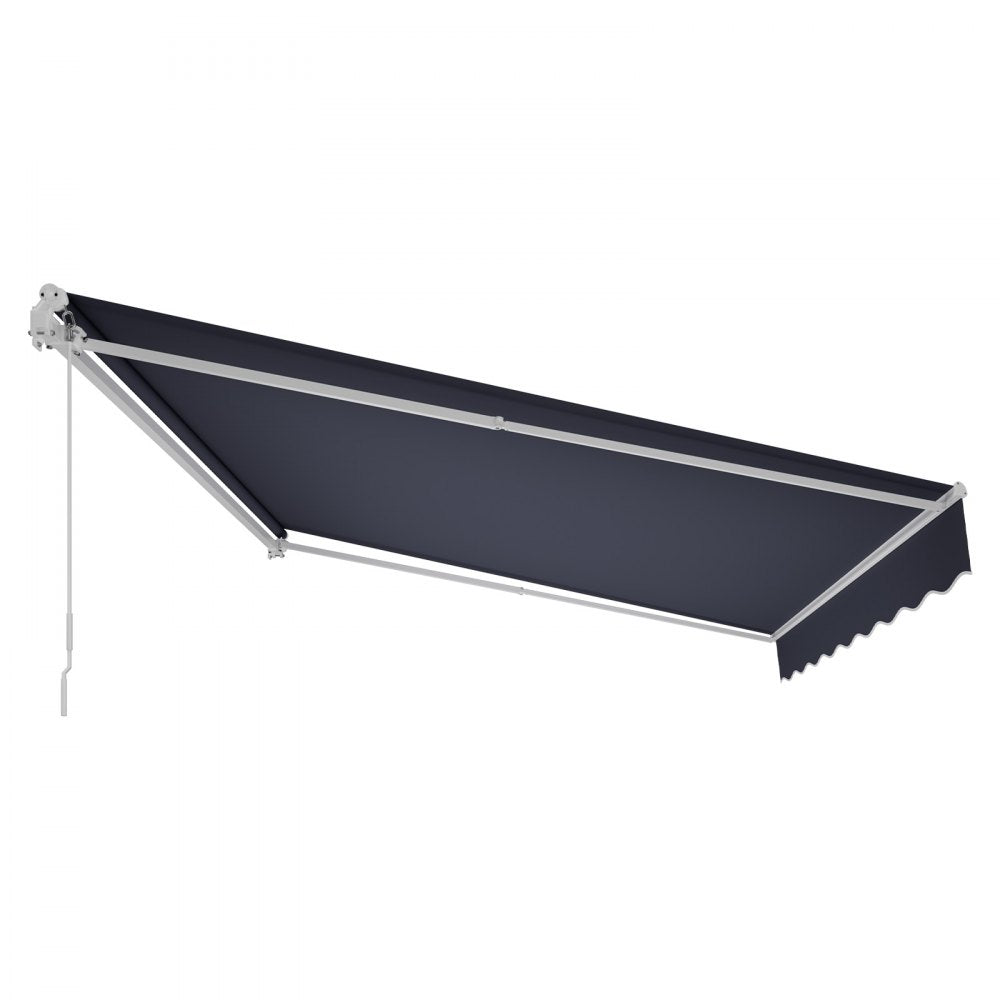 VEVOR Manual Retractable Awning, 11.5' x 9.8' Outdoor Patio Awning Retractable Sun Shade, Patio Door Window Water-Resistant Polyester Sunshade Shelter with Crank Handle for Deck, Balcony, Yard, Gray