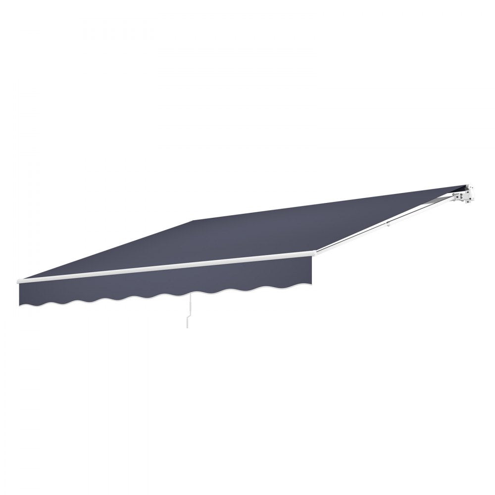 VEVOR Manual Retractable Awning, 11.5' x 9.8' Outdoor Patio Awning Retractable Sun Shade, Patio Door Window Water-Resistant Polyester Sunshade Shelter with Crank Handle for Deck, Balcony, Yard, Gray