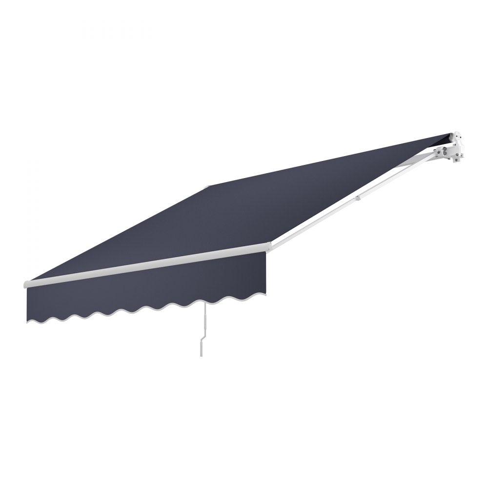 VEVOR Manual Retractable Awning, 8.2' x 6.6' Outdoor Patio Awning Retractable Sun Shade, Patio Door Window Water-Resistant Polyester Sunshade Shelter with Crank Handle for Deck, Balcony, Yard, Gray