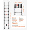 VEVOR Telescoping Ladder, 8.5ft Stainless Steel Lightweight Extension Ladder, Multi-Button Retraction Collapsible Ladders, 330LBS Capacity & Non-Slip Feet, Portable 9-Step Ladders for Home, RV, Loft