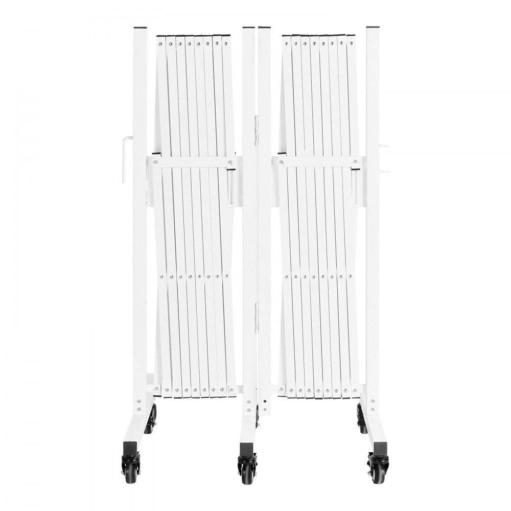 VEVOR Double Expandable Barricades, 18FT Expandable Safety Barrier, 0-180° Rotatable Mobile Barricade with Locking Casters, Portable Folding Security Gate Traffic Fence for Patio Garden Stairway