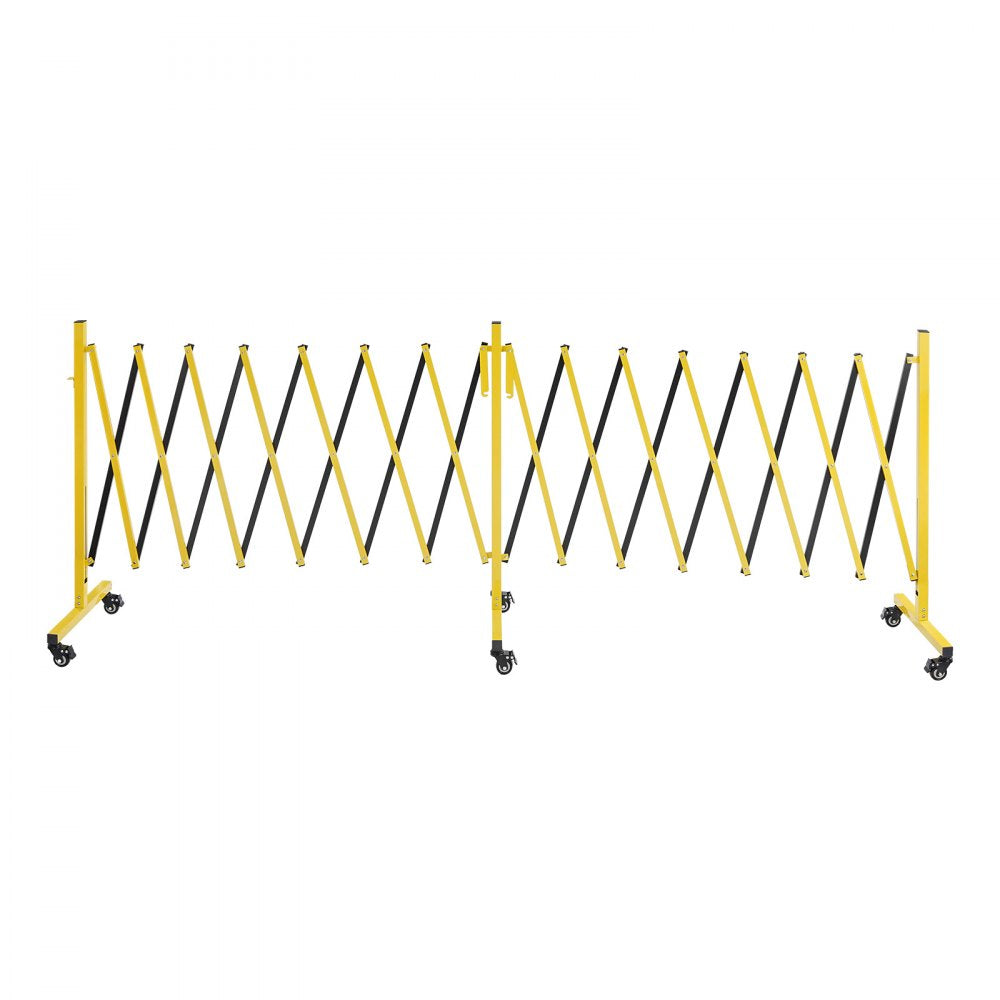 VEVOR Double Expandable Barricades, 25FT Industrial Safety Barriers, Flexible Mobile Barricade with Locking Casters, Portable Folding Security Gate Metal Traffic Fence for Driveway Warehouse Elevator