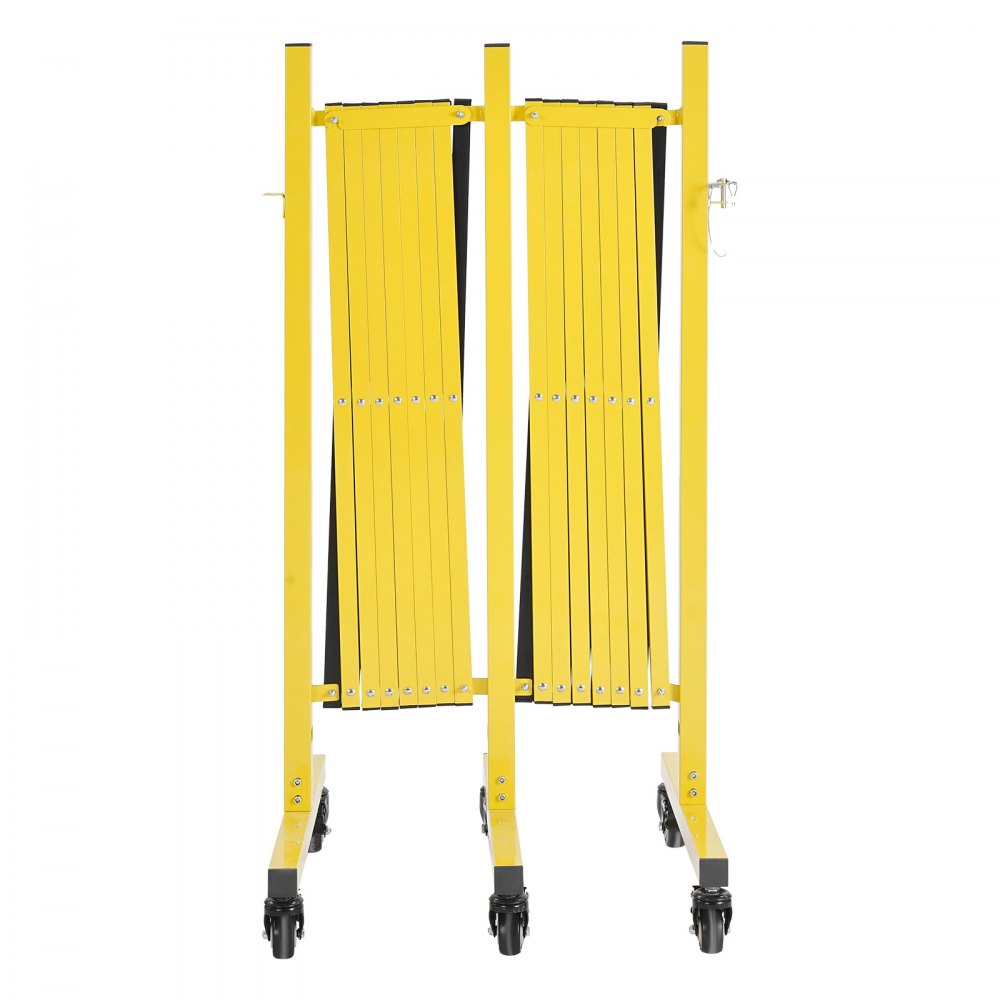 VEVOR Double Expandable Barricades, 25FT Industrial Safety Barriers, Flexible Mobile Barricade with Locking Casters, Portable Folding Security Gate Metal Traffic Fence for Driveway Warehouse Elevator