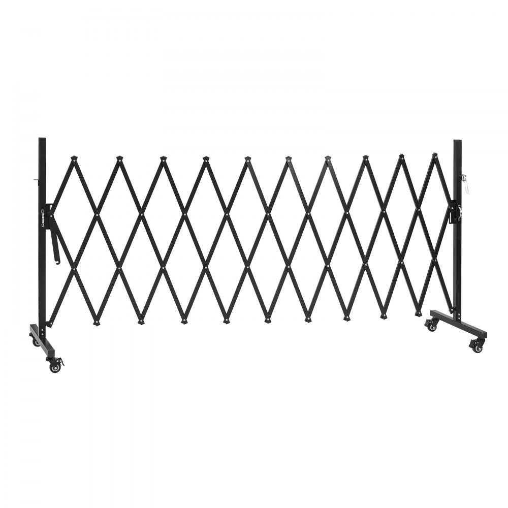 VEVOR Expandable Barricade, 11FT Expandable Safety Barrier, Flexible Mobile Barricade with Locking Casters, Portable Folding Security Gate Metal Traffic Fence for Patio Garden Stairway