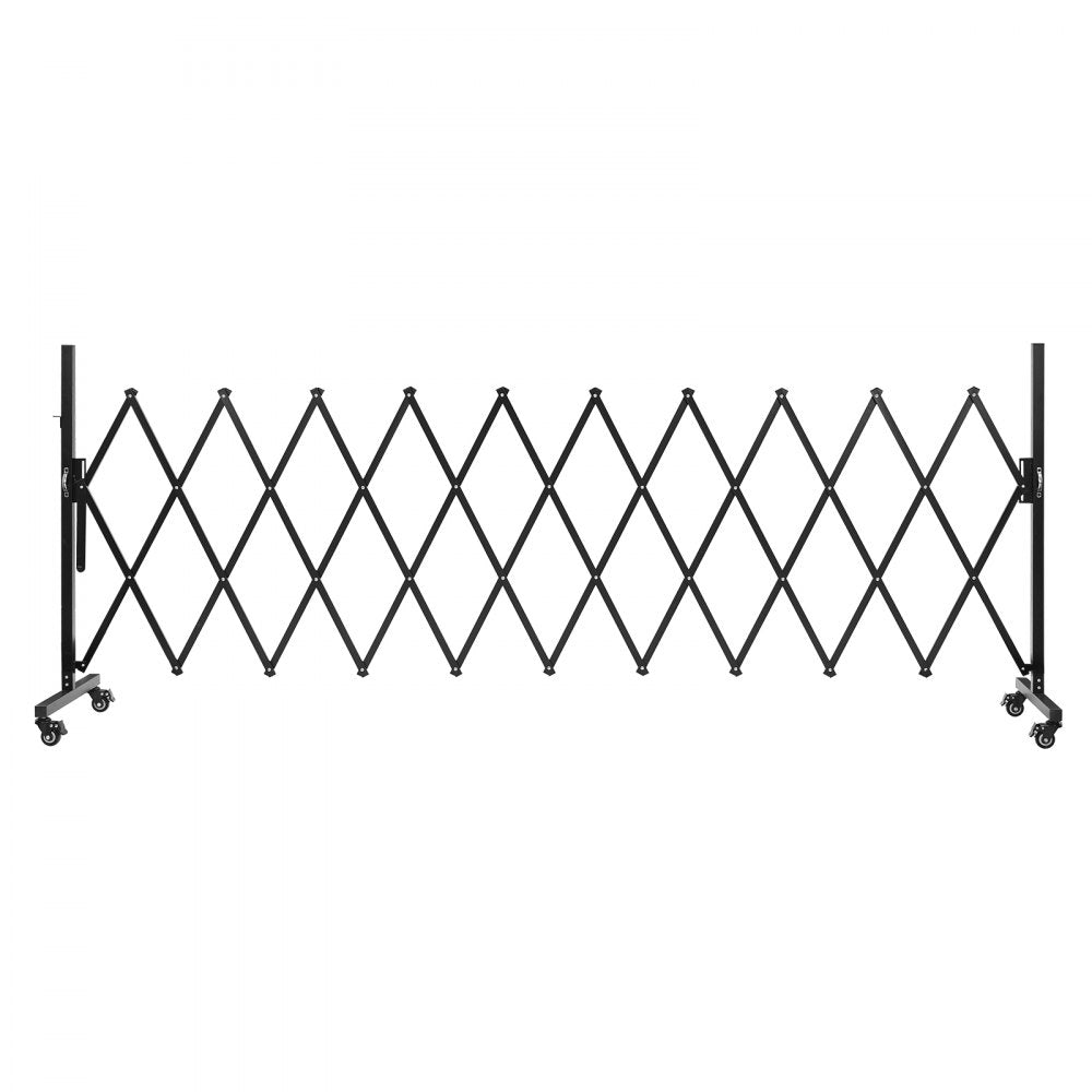 VEVOR Expandable Barricade, 11FT Expandable Safety Barrier, Flexible Mobile Barricade with Locking Casters, Portable Folding Security Gate Metal Traffic Fence for Patio Garden Stairway