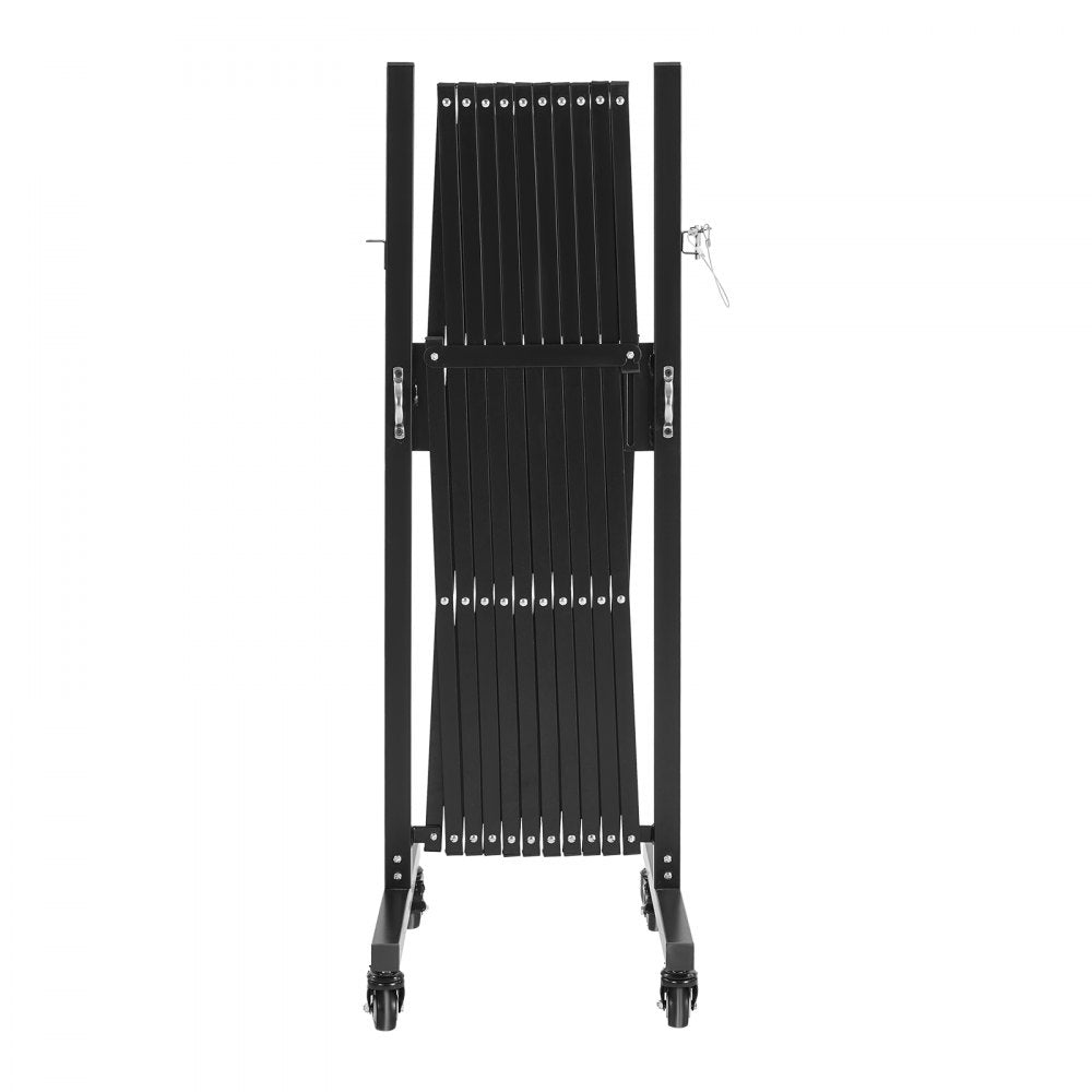 VEVOR Expandable Barricade, 11FT Expandable Safety Barrier, Flexible Mobile Barricade with Locking Casters, Portable Folding Security Gate Metal Traffic Fence for Patio Garden Stairway