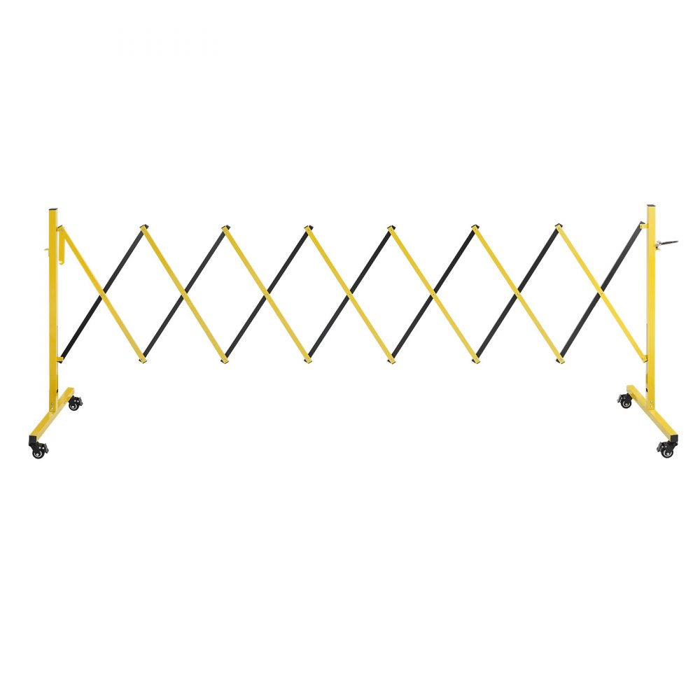 VEVOR Industrial Expandable Barricade, 12FT Expandable Safety Barrier, Flaxible Mobile Barricade with Locking Casters, Portable Folding Security Gate Traffic Fence for Driveway Warehouse Elevator