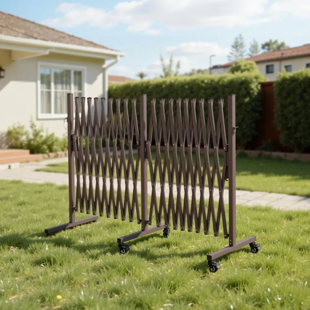 VEVOR Double Expandable Barricades, 20FT Expandable Safety Barrier, Flexible Mobile Barricade with Locking Casters, Portable Folding Security Gate Metal Traffic Fence for Patio Garden Stairway