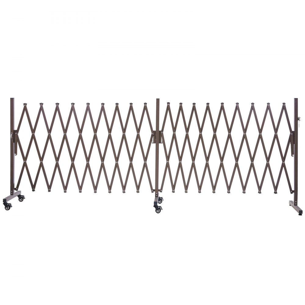VEVOR Double Expandable Barricades, 20FT Expandable Safety Barrier, Flexible Mobile Barricade with Locking Casters, Portable Folding Security Gate Metal Traffic Fence for Patio Garden Stairway