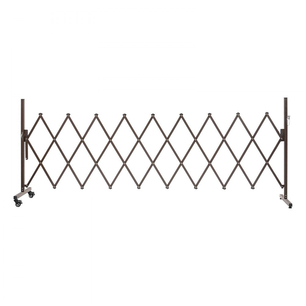 VEVOR Expandable Barricade, 10FT Expandable Safety Barrier, Flexible Mobile Barricade with Locking Casters, Portable Folding Security Gate Metal Traffic Fence for Patio Garden Stairway