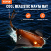 VEVOR Remote Control Manta Ray Toy, 2.4GHz High Simulation Robot Manta Ray with Light, 2 Rechargeable Batteries, for Pool, Bathtub or Lake, Swimming RC Boat Toy for 6+ Year Old Boys and Girls Gift