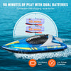 VEVOR RC Boat, 2.4GHz 12 km/h, Remote Control Boat for Pools & Lakes, Racing Boat with LED Light, 2 Rechargeable Batteries, Whole Body Waterproof, Water Play Toy Gift for Adults Boys & Girls, Blue