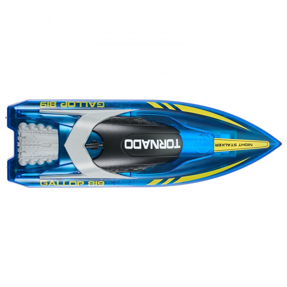 VEVOR RC Boat, 2.4GHz 12 km/h, Remote Control Boat for Pools & Lakes, Racing Boat with LED Light, 2 Rechargeable Batteries, Whole Body Waterproof, Water Play Toy Gift for Adults Boys & Girls, Blue