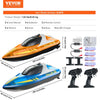 VEVOR RC Boat, 2 Pack 2.4GHz 12 km/h, Remote Control Boat for Pools & Lakes, Racing Boat with LED Light, 4 Rechargeable Batteries, Whole Body Waterproof, Gift for Adults Boys & Girls, Blue & Orange