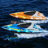 VEVOR RC Boat, 2 Pack 2.4GHz 12 km/h, Remote Control Boat for Pools & Lakes, Racing Boat with LED Light, 4 Rechargeable Batteries, Whole Body Waterproof, Gift for Adults Boys & Girls, Blue & Orange