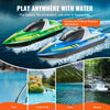 VEVOR RC Boat, 2 Pack 2.4GHz 12 km/h, Remote Control Boat for Pools & Lakes, Racing Boat with LED Light, 4 Rechargeable Batteries, Whole Body Waterproof, Gift for Adults Boys & Girls, Blue & Green