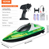 VEVOR RC Boat, 2.4GHz 12 km/h, Remote Control Boat for Pools & Lakes, Racing Boat with LED Light, 2 Rechargeable Batteries, Whole Body Waterproof, Water Play Toy Gift for Adults Boys & Girls, Green