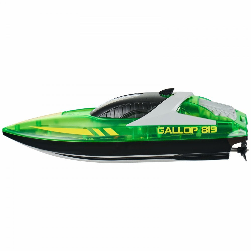 VEVOR RC Boat, 2.4GHz 12 km/h, Remote Control Boat for Pools & Lakes, Racing Boat with LED Light, 2 Rechargeable Batteries, Whole Body Waterproof, Water Play Toy Gift for Adults Boys & Girls, Green