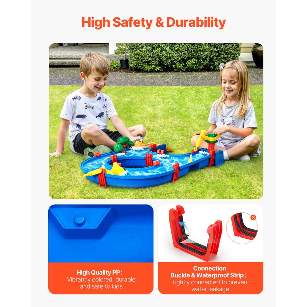 VEVOR Water Table for Toddlers, Kids Activity Play Waterway, Outdoor Summer Water Park Playset with 39PCS Accessories for Backyard Lawn Beach, Activity Sensory Play Table for 3+ Years Boys Girls