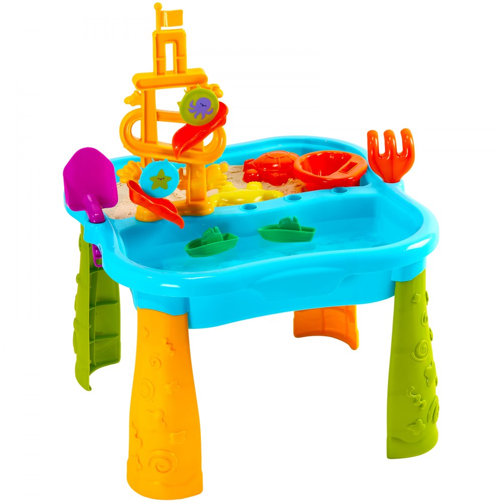 VEVOR Sand and Water Table for Toddlers, Kids Activity Sensory Table, Outdoor Sand Water Playset with 11PCS Toy Accessories & Umbrella, Summer Water Activity Table for 3+ Years Boys Girls, Ideal Gift