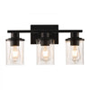 VEVOR 3-Light Bathroom Light Fixtures, Modern Vanity Light Fixture over Mirror, Bathroom Wall Sconce Lamp with Clear Glass Shade, E26 Ceramic Socket for Bedroom Living Room Hallway (Bulb Not Included)