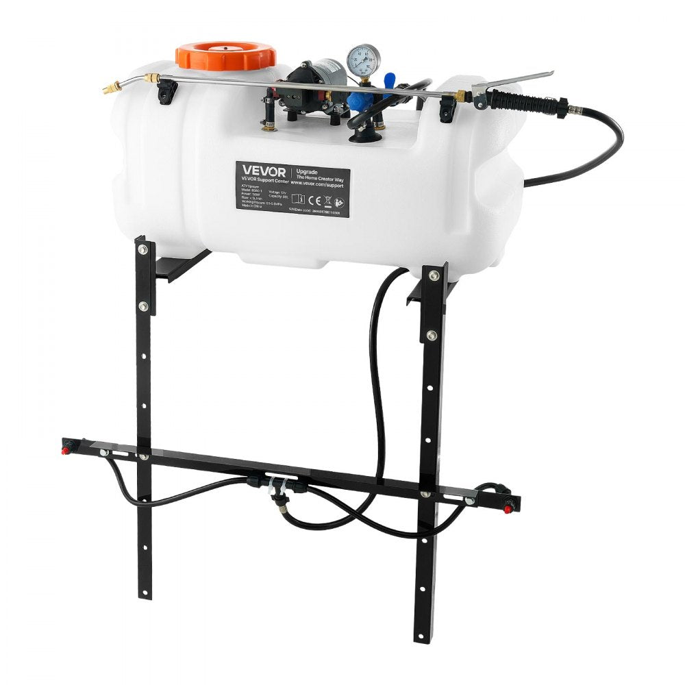 VEVOR ATV Spot Sprayer 15.9 Gal/60L 12V Pump ATV/UTV Broadcast Sprayer, for Garden Farm, 1.9 GPM Flow Rate, Adjustable 0-72 PSI, Weed Spray with Brass Nozzle, Boom, Water Tank, 20 ft Hose, White