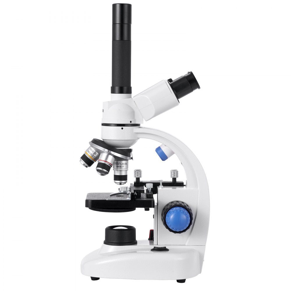 VEVOR Trinocular Microscope, 40-5000X Magnification, Professional Compound Microscope for Adult with Phone Adapter, LED Light, Aluminum Alloy Body, for Lab, School, Home, Education