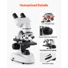 VEVOR Compound Binocular Microscope, 40-2000X Magnification, Professional Compound Microscope for Adult with Phone Adapter, LED Light, Aluminum Alloy Body, for Lab, School, Home, Education