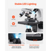 VEVOR Compound Binocular Microscope, 40-2000X Magnification, Professional Compound Microscope for Adult with Phone Adapter, LED Light, Aluminum Alloy Body, for Lab, School, Home, Education