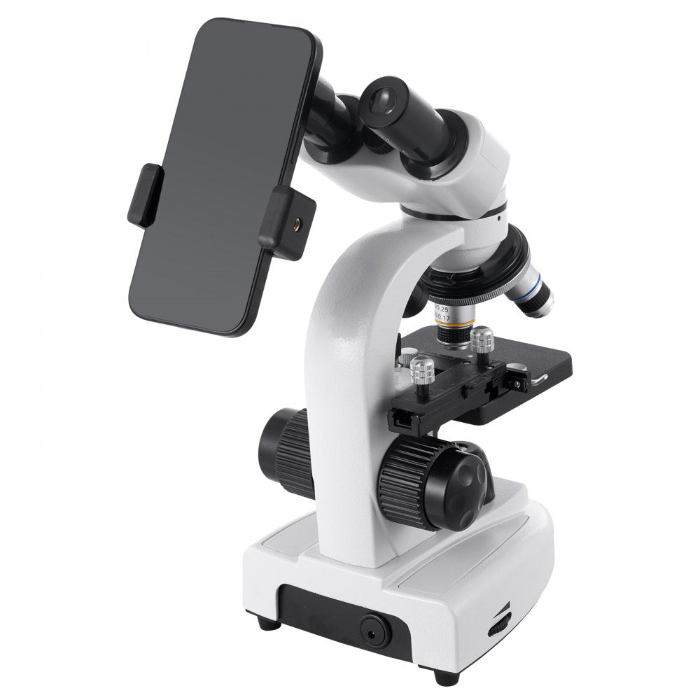 VEVOR Compound Binocular Microscope, 40-2000X Magnification, Professional Compound Microscope for Adult with Phone Adapter, LED Light, Aluminum Alloy Body, for Lab, School, Home, Education