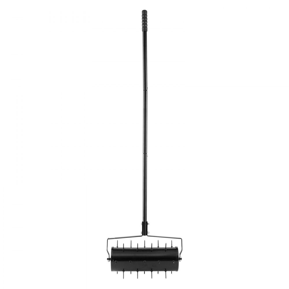 VEVOR Rolling Lawn Aerator, 18-inch Heavy-Duty Manual Rolling Aerator Lawn with Detachable Handle and 27 Iron Spikes, Rolling Lawn Aeration Tool for Garden Patio Yard Compacted Soils and Lawns, Black