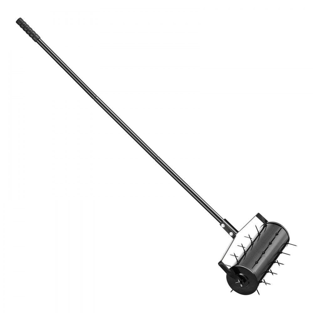 VEVOR Rolling Lawn Aerator, 18-inch Heavy-Duty Manual Rolling Aerator Lawn with Detachable Handle and 27 Iron Spikes, Rolling Lawn Aeration Tool for Garden Patio Yard Compacted Soils and Lawns, Black