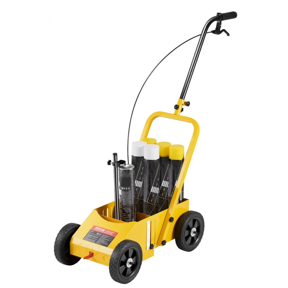 VEVOR Striping Line Marking Machine, 24 x 13 x 35.4 inch, 4-Wheel, Heavy Duty Striping Line Machine with 2-4 inch Adjustable Width, Make Clear Edge Line for Roads, Parking Lots, Sports Field, Yellow